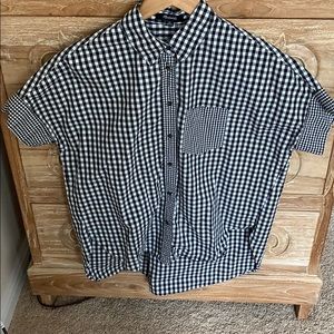Madewell gingham button down shirt.